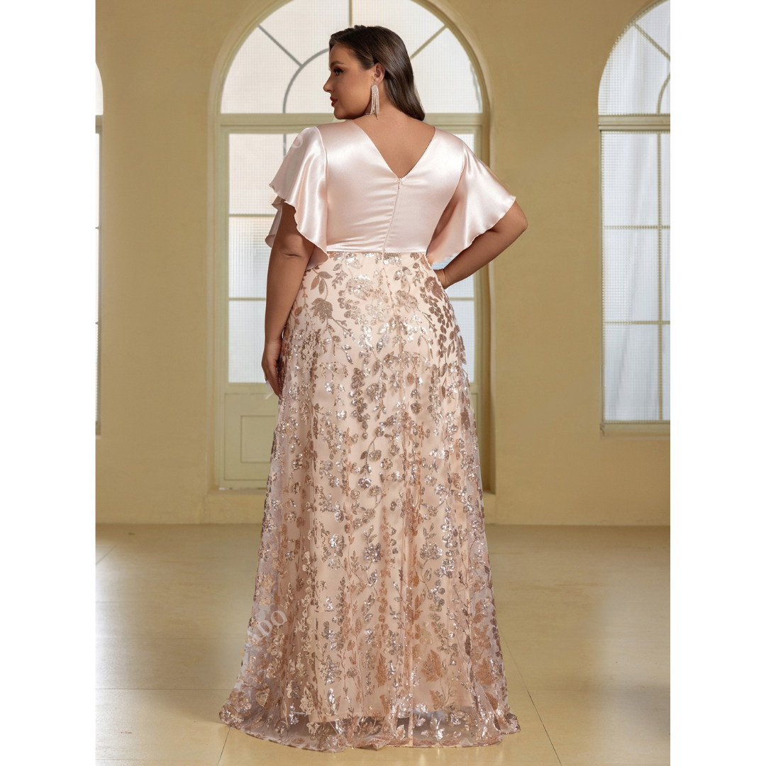 Clarissa | Plus Size Sequin Patchwork Fitted Cocktail & Dinner Dress
