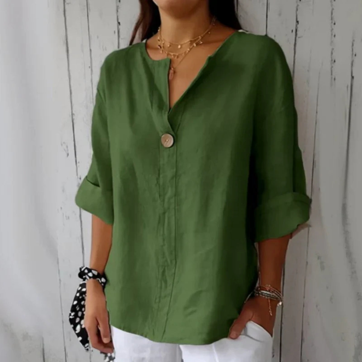 Maribel | Linen Blend Button Blouse