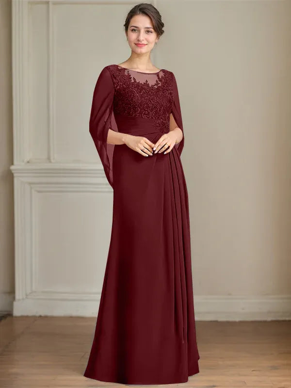 Elorie – Scoop Neck Sequined & Pleated Mother of the Bride Gown