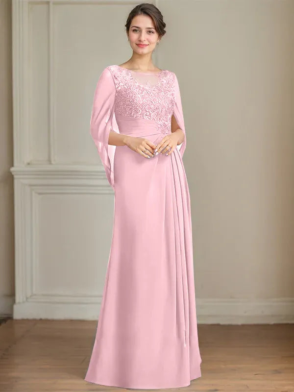 Elorie – Scoop Neck Sequined & Pleated Mother of the Bride Gown