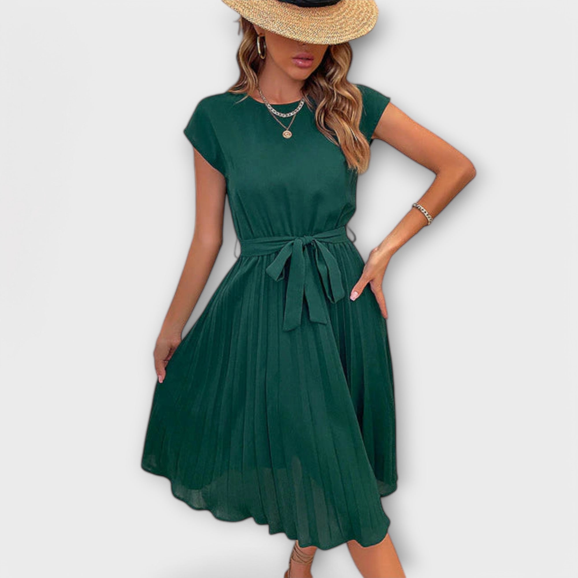Claire | Short Sleeve, Pleated, Casual Mini Dress