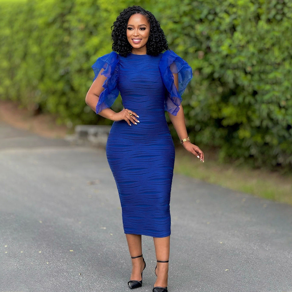 Amirah | Summer Lotus Leaf Sleeve Spliced Dress