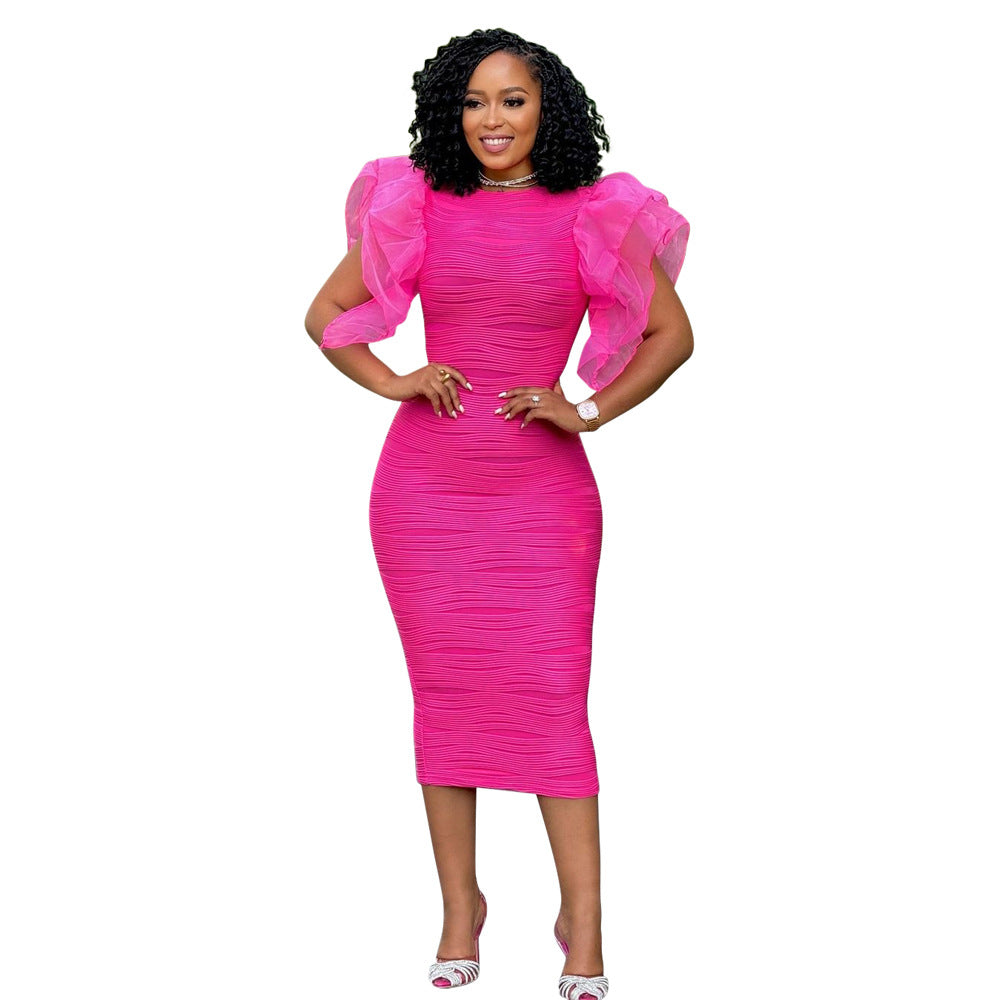 Amirah | Summer Lotus Leaf Sleeve Spliced Dress