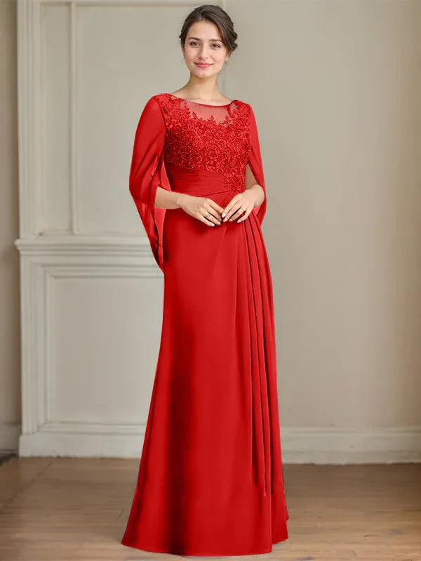 Elorie – Scoop Neck Sequined & Pleated Mother of the Bride Gown