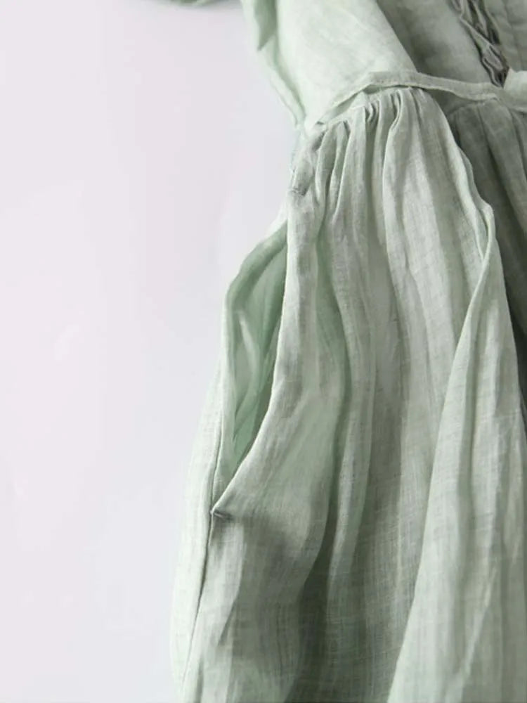 Arya | Women's Retro Style Dress with Round Neck and Waist Ties