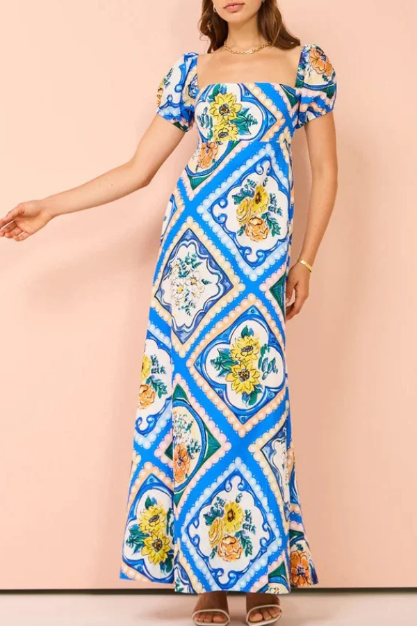 Lemony | Printed Long Summer Dress