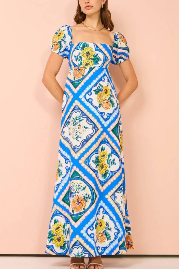 Lemony | Printed Long Summer Dress