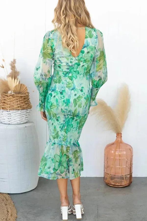 Melissa | Midi Dress with Floral Ruffles