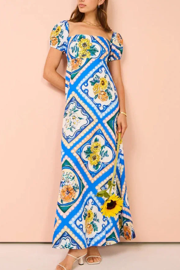 Lemony | Printed Long Summer Dress