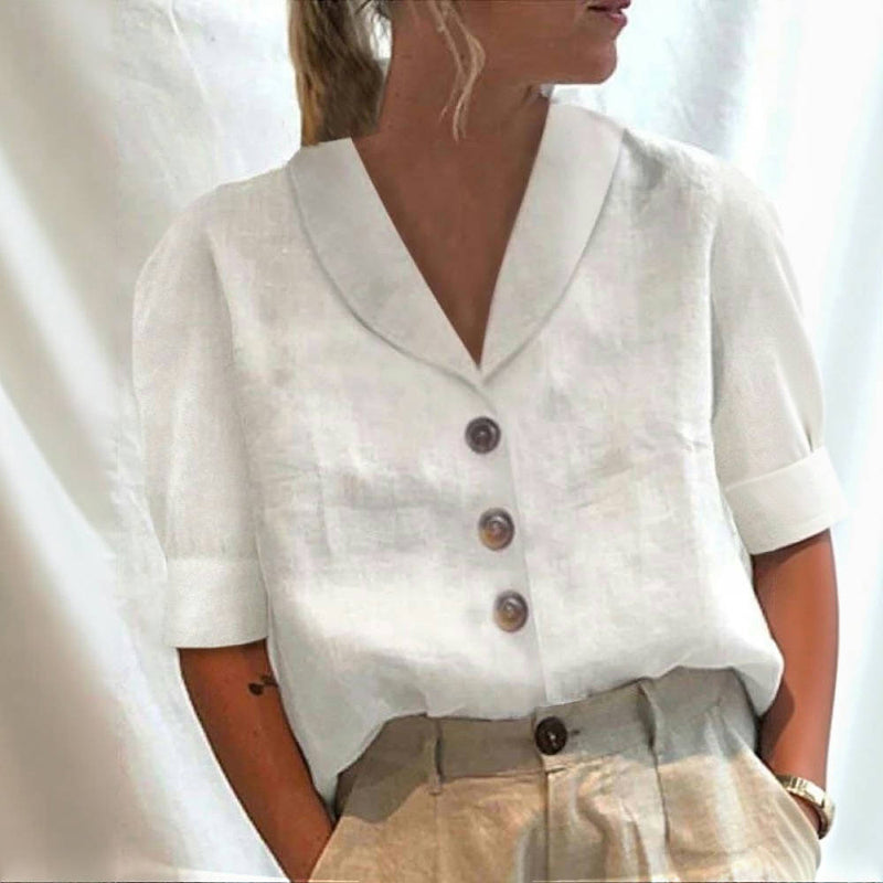 Arlette | Buttoned V-Neck Blouse