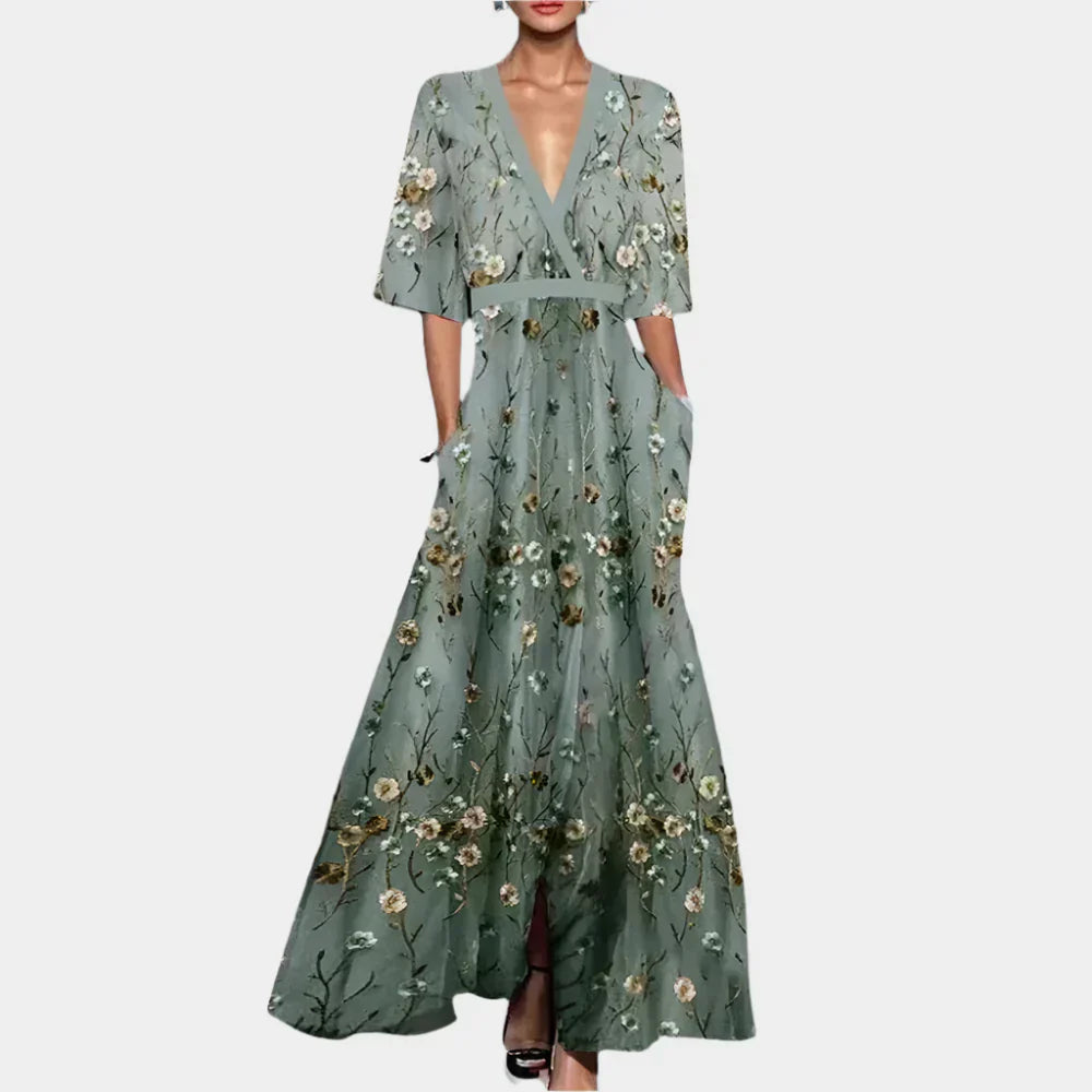 Floral Dress with V-Neck