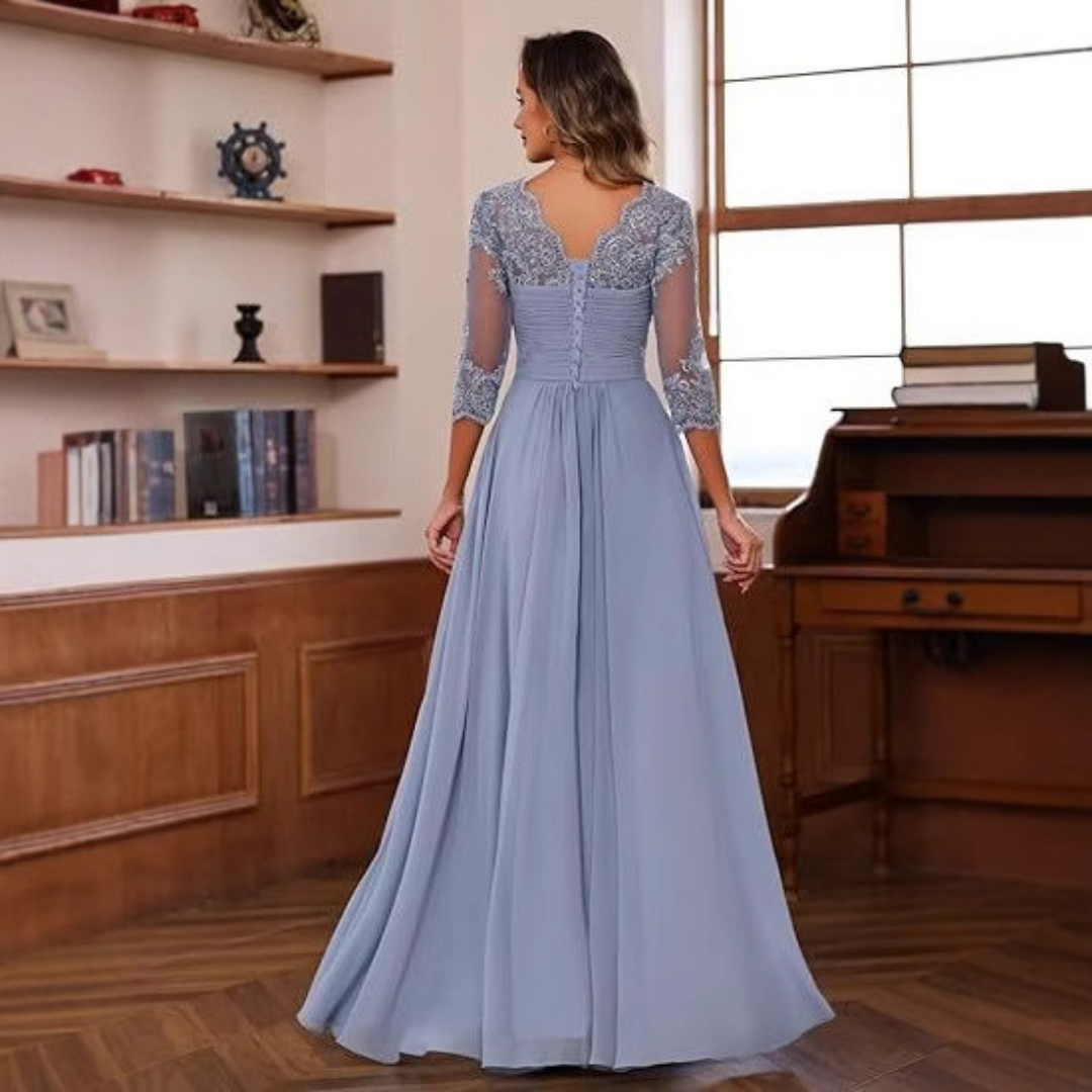 Amelia – Lace Appliqué Evening & Engagement Dress