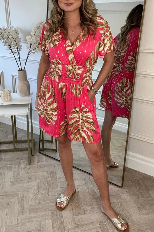 Jolaine | Leafy Print Romper