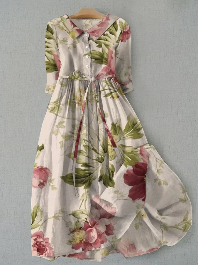 Baylee | Vintage Floral Dress with Waist Ties