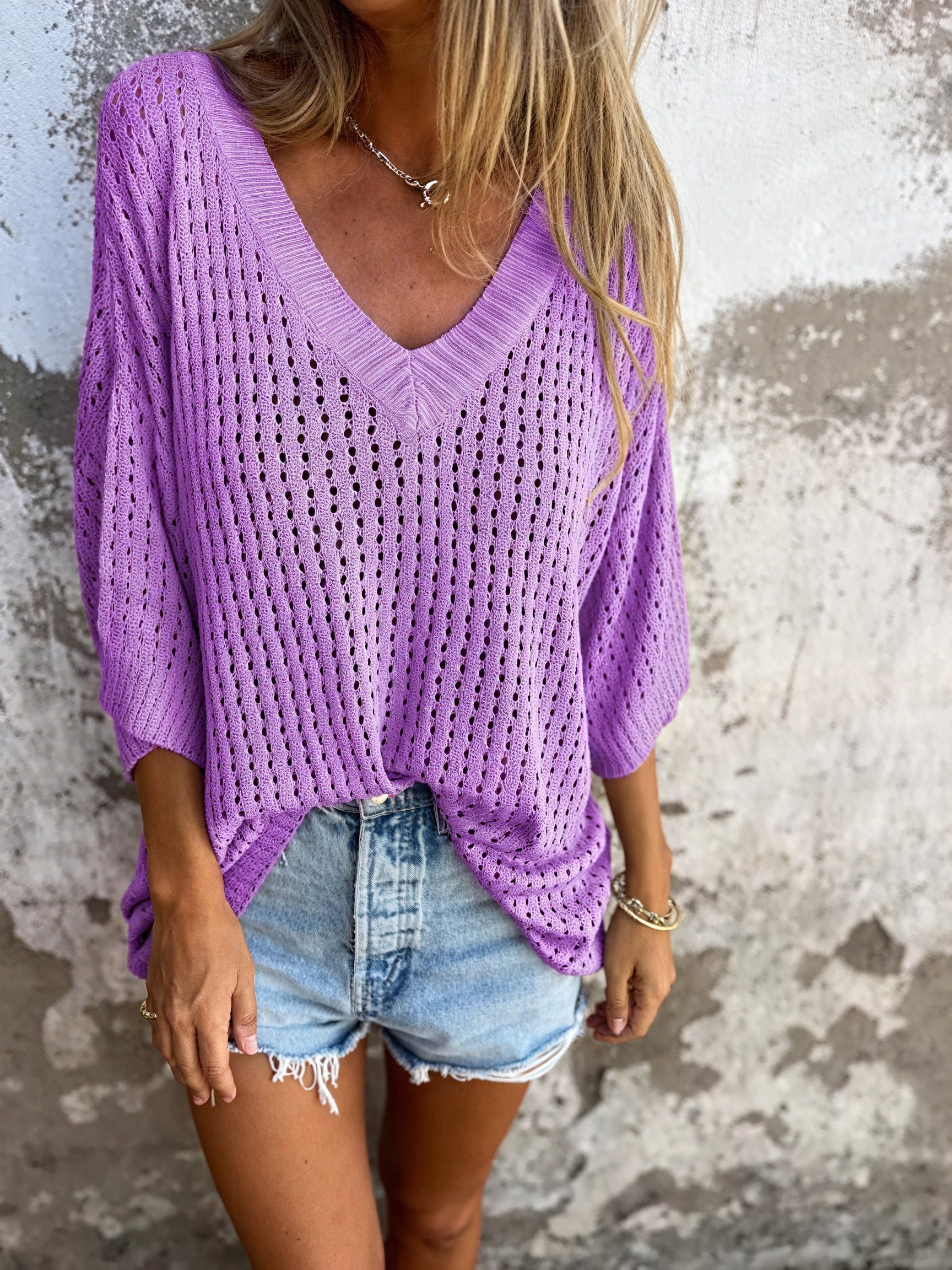 Amara | Summer Knit V-Neck Top