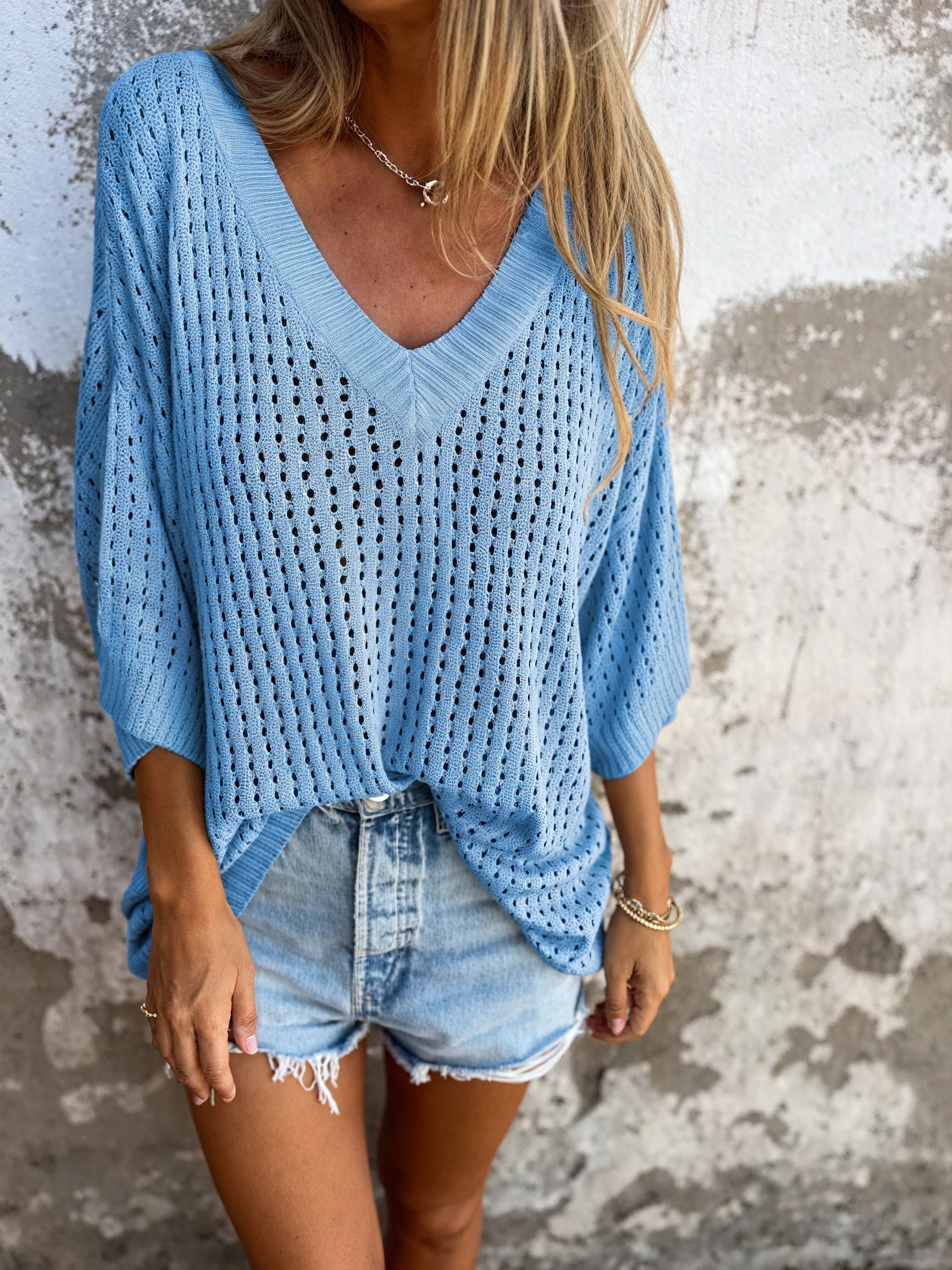 Amara | Summer Knit V-Neck Top