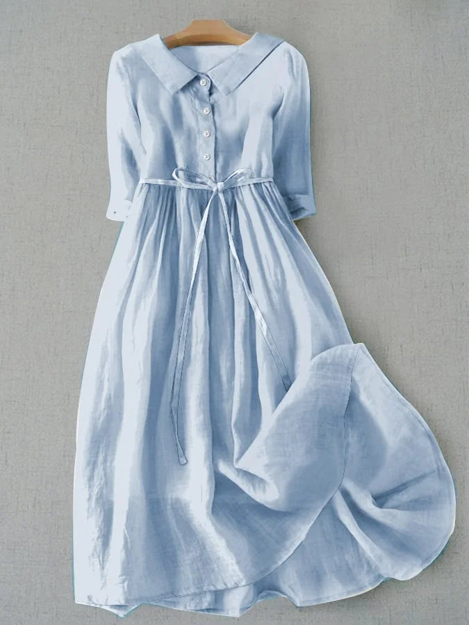 Lux | Elegant Short Sleeve Dress with Waist Ties