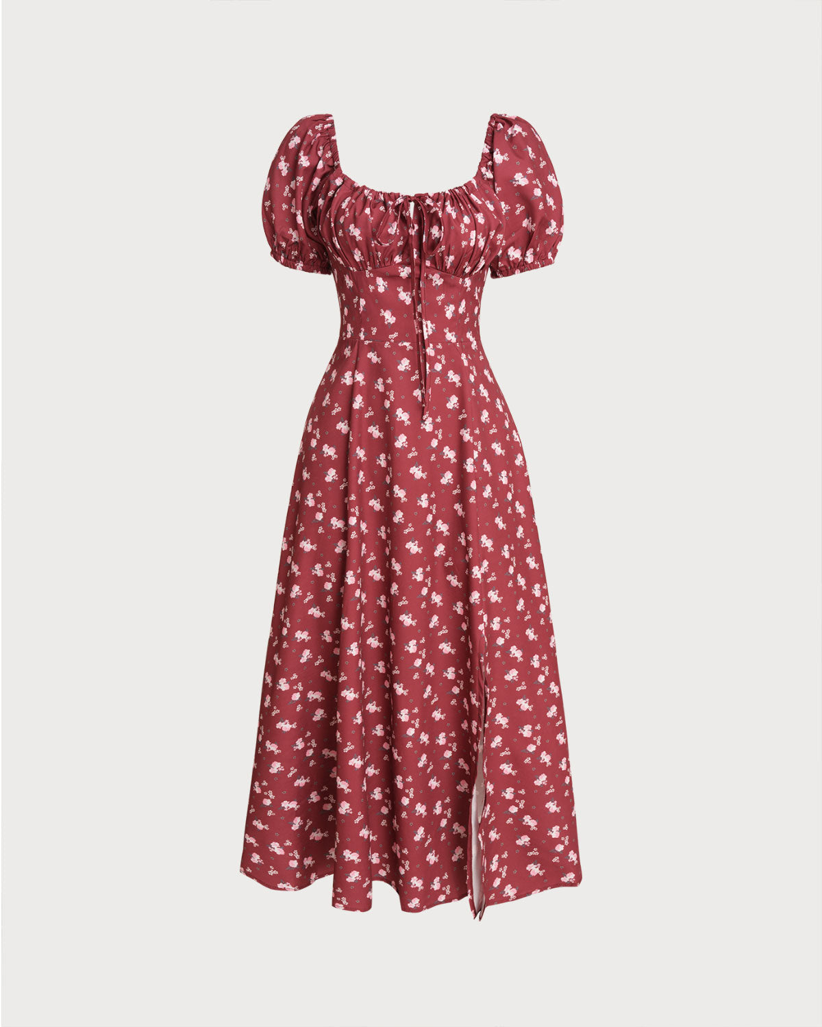 Scarlett – Floral Square Neck Puffed Sleeve Midi Dress