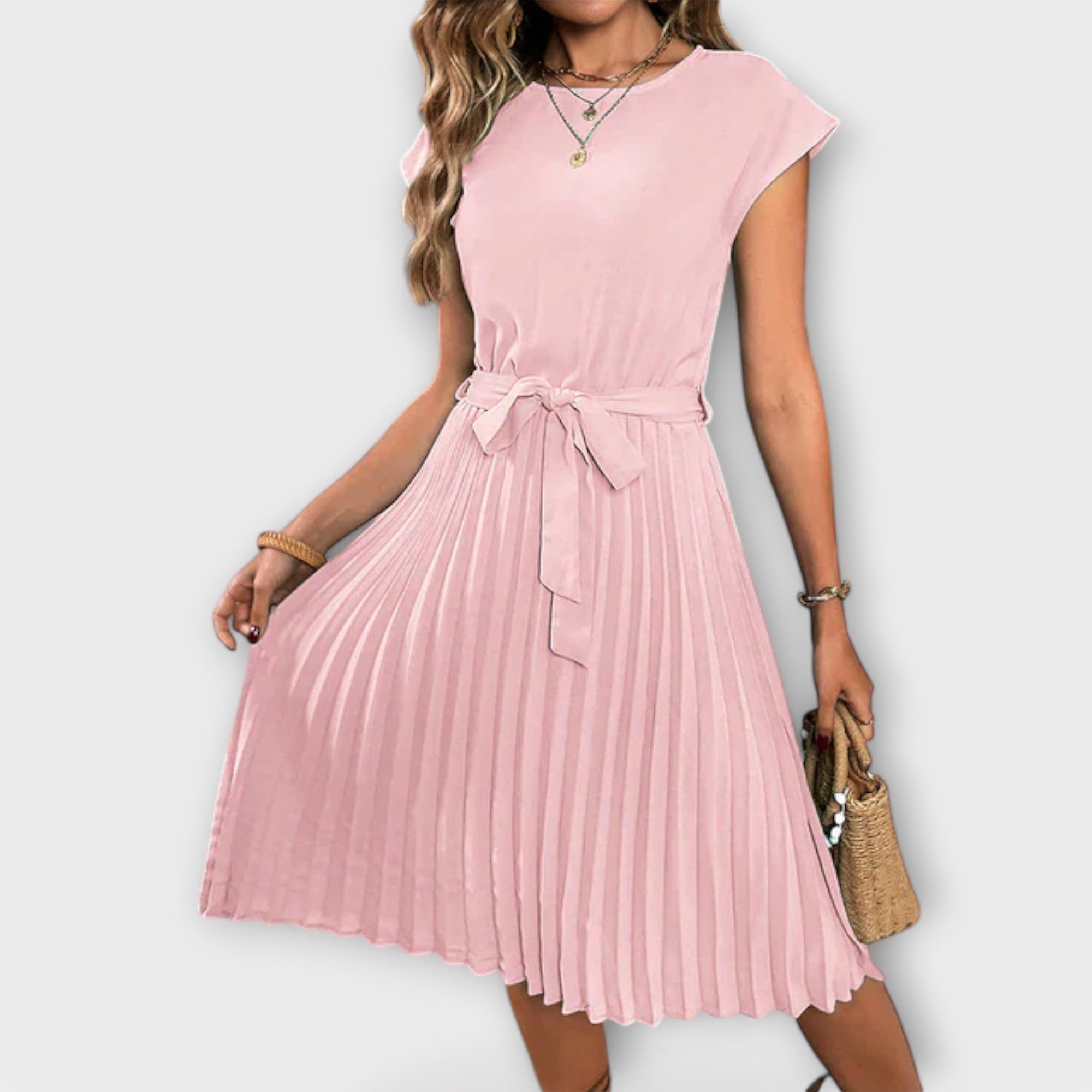 Claire | Short Sleeve, Pleated, Casual Mini Dress