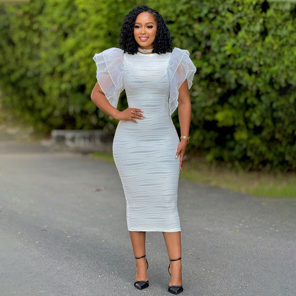 Amirah | Summer Lotus Leaf Sleeve Spliced Dress
