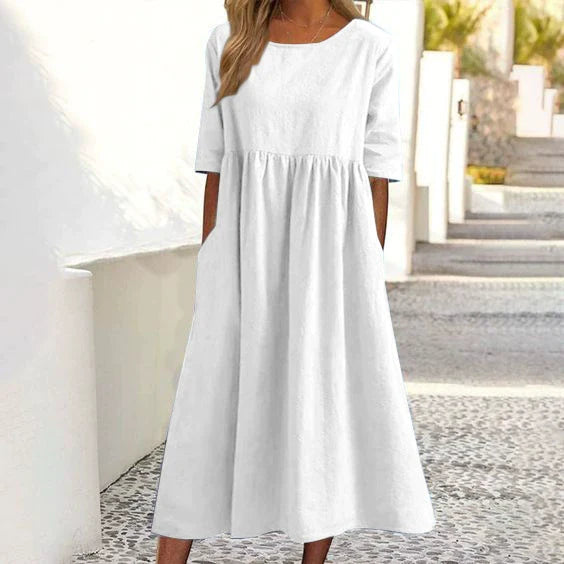 2025 Spring/Summer Round Neck Casual Loose Long Dress