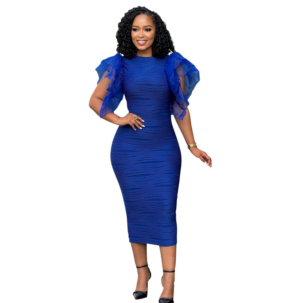 Amirah | Summer Lotus Leaf Sleeve Spliced Dress