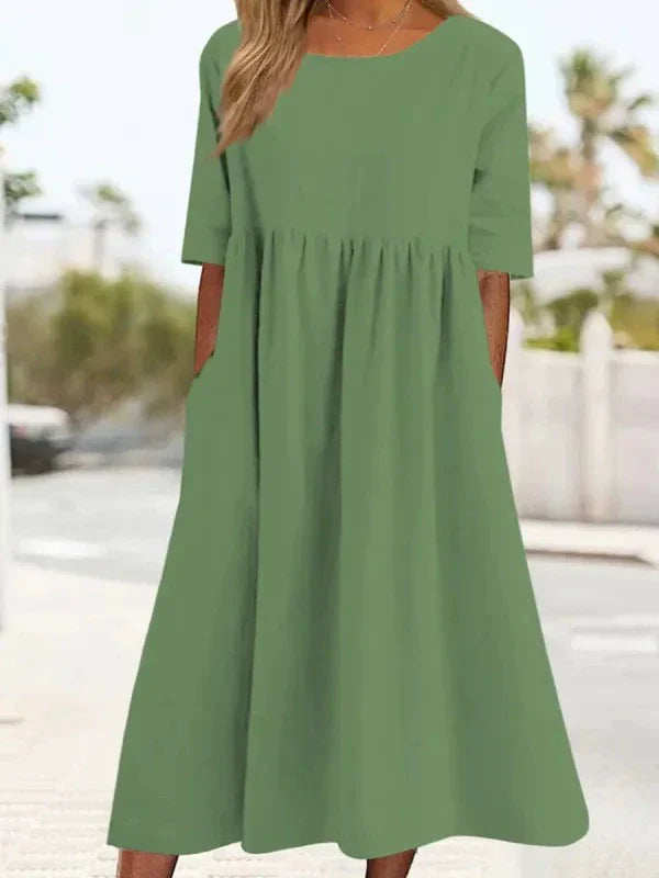 2025 Spring/Summer Round Neck Casual Loose Long Dress