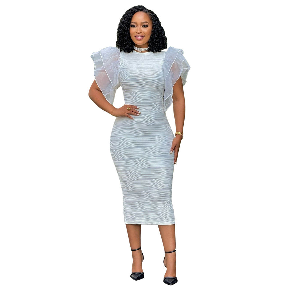 Amirah | Summer Lotus Leaf Sleeve Spliced Dress