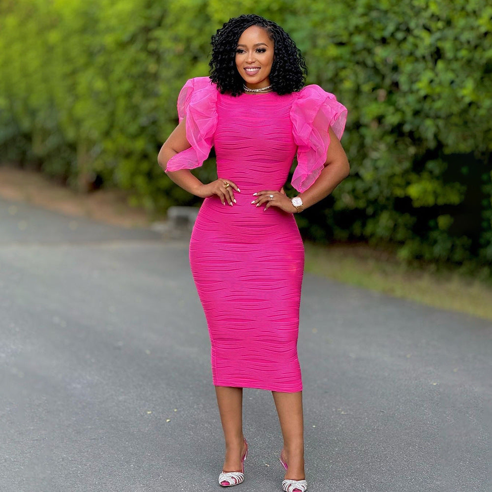 Amirah | Summer Lotus Leaf Sleeve Spliced Dress
