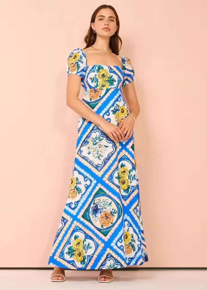 Lemony | Printed Long Summer Dress