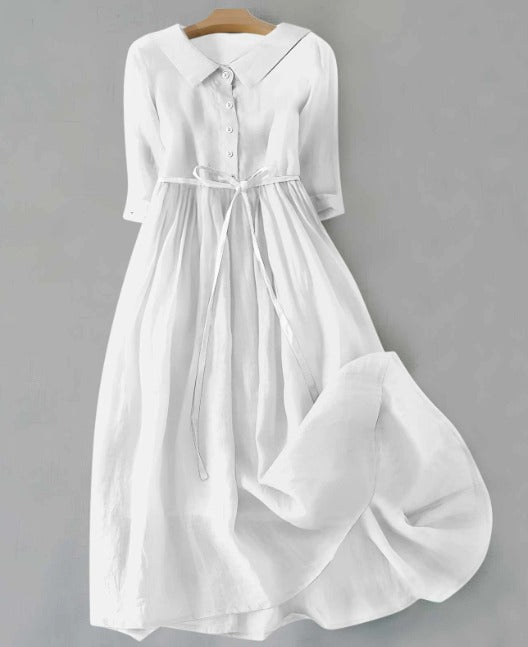 Lux | Elegant Short Sleeve Dress with Waist Ties