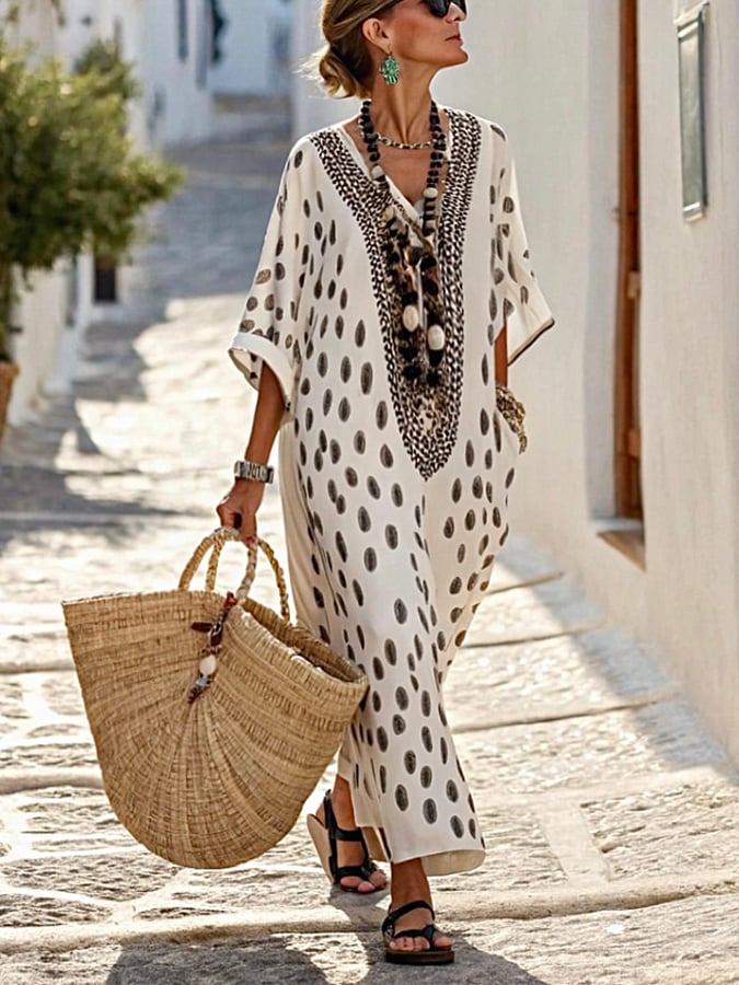 Ladies Loose Polka Dot Dress