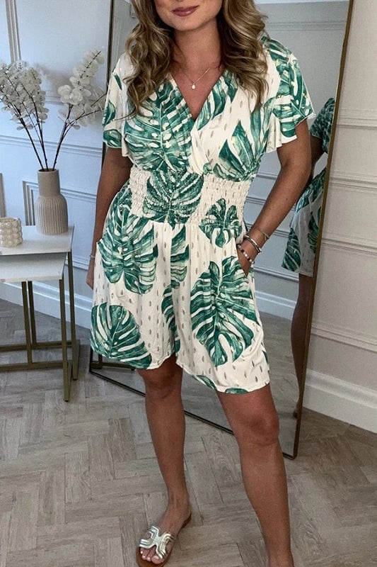 Jolaine | Leafy Print Romper