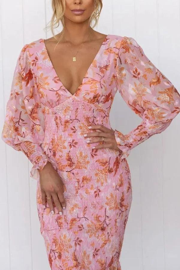 Melissa | Midi Dress with Floral Ruffles