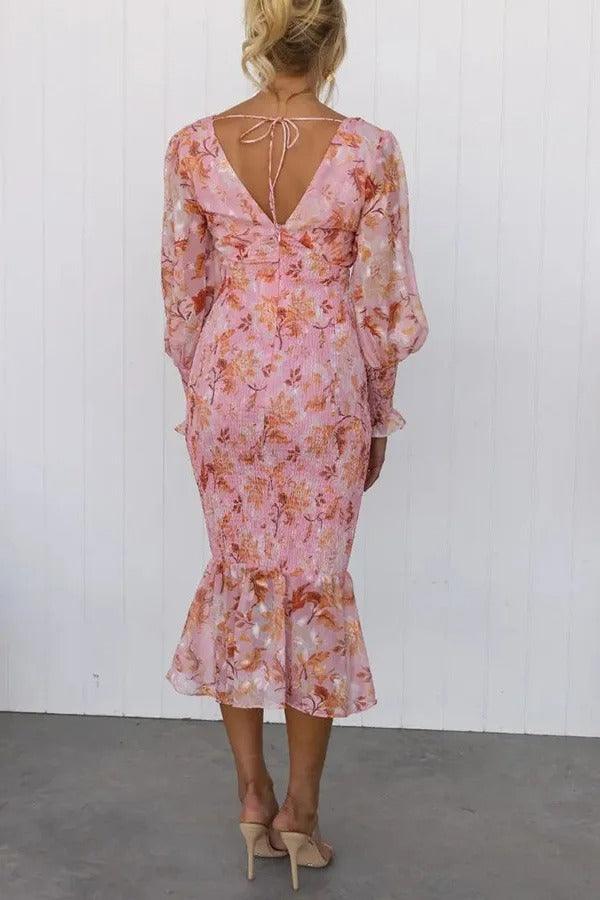 Melissa | Midi Dress with Floral Ruffles
