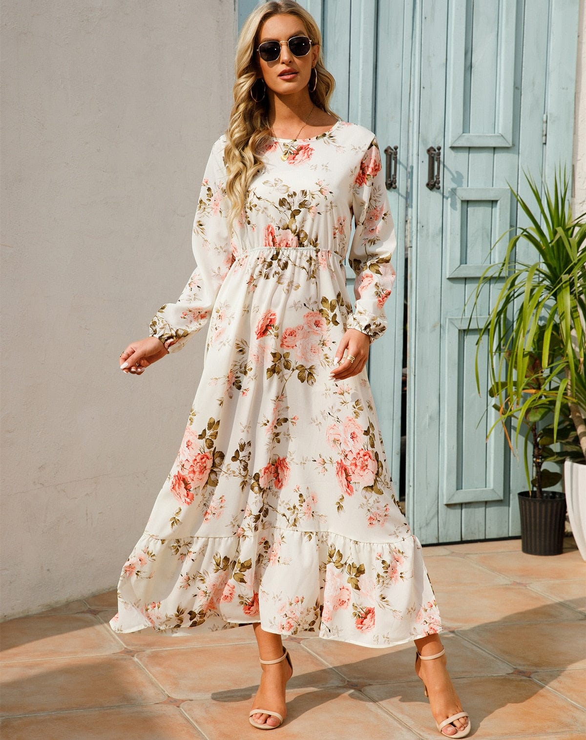Julia | Long Sleeve Maxi Dress with Floral Print
