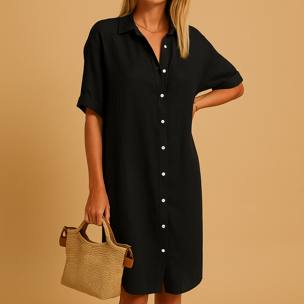 Milou Women's Short Sleeve Long Shirt Dress