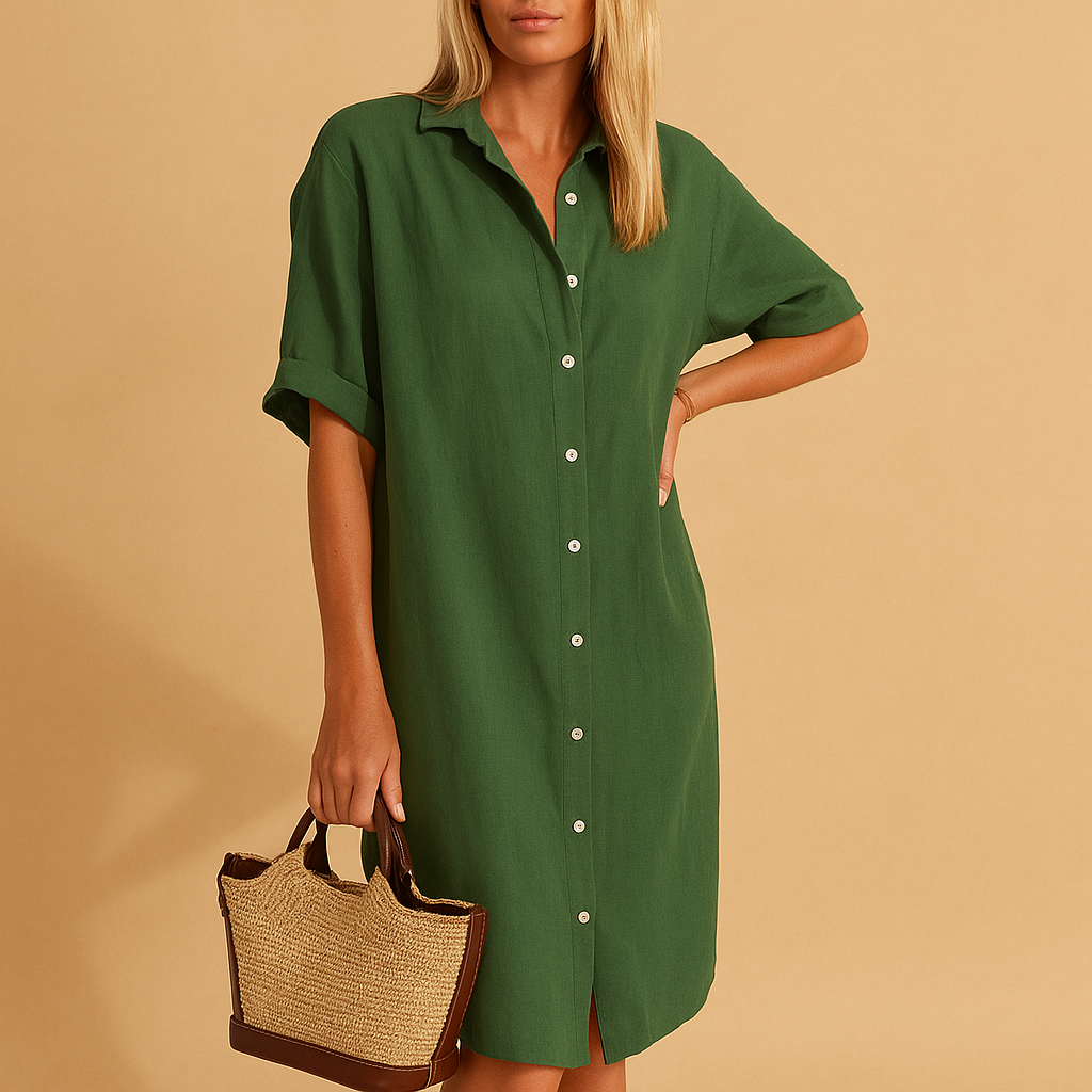 Milou Women's Short Sleeve Long Shirt Dress