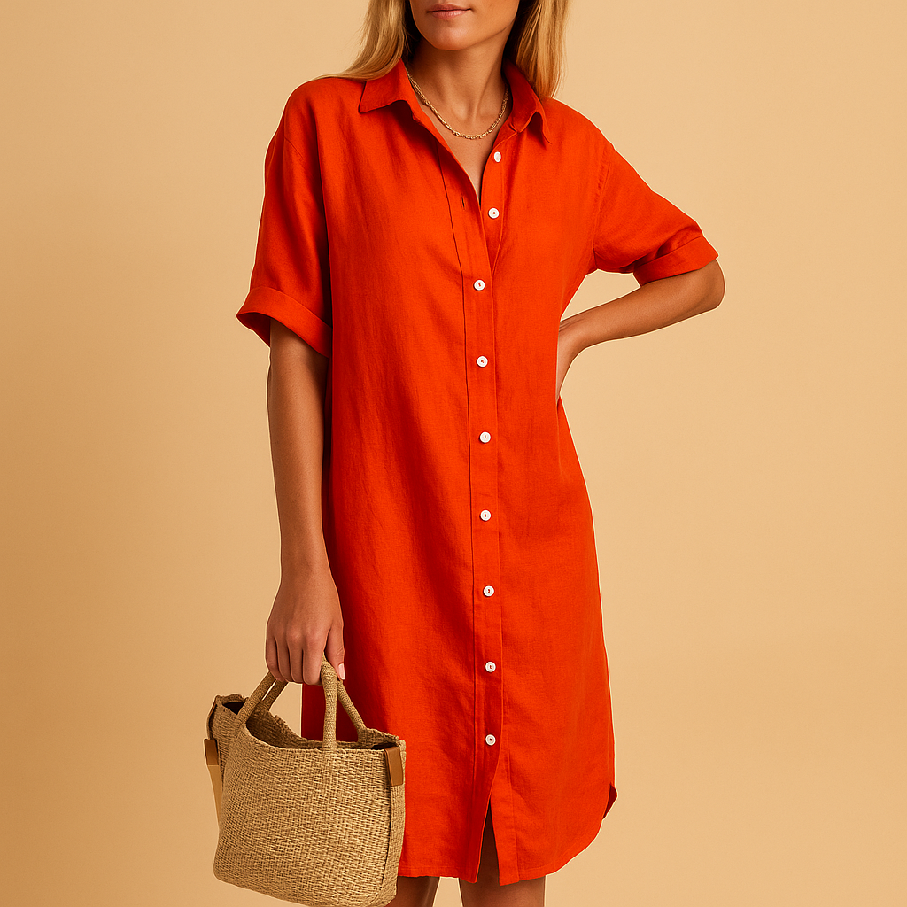 Milou Women's Short Sleeve Long Shirt Dress
